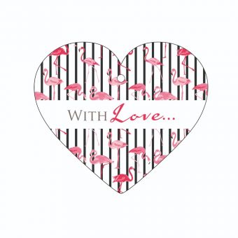 With Love -  Pink Flamingos and Black Stripes