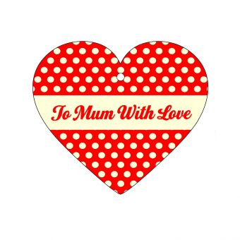 To Mum with Love - Red with Cream Polka Dots